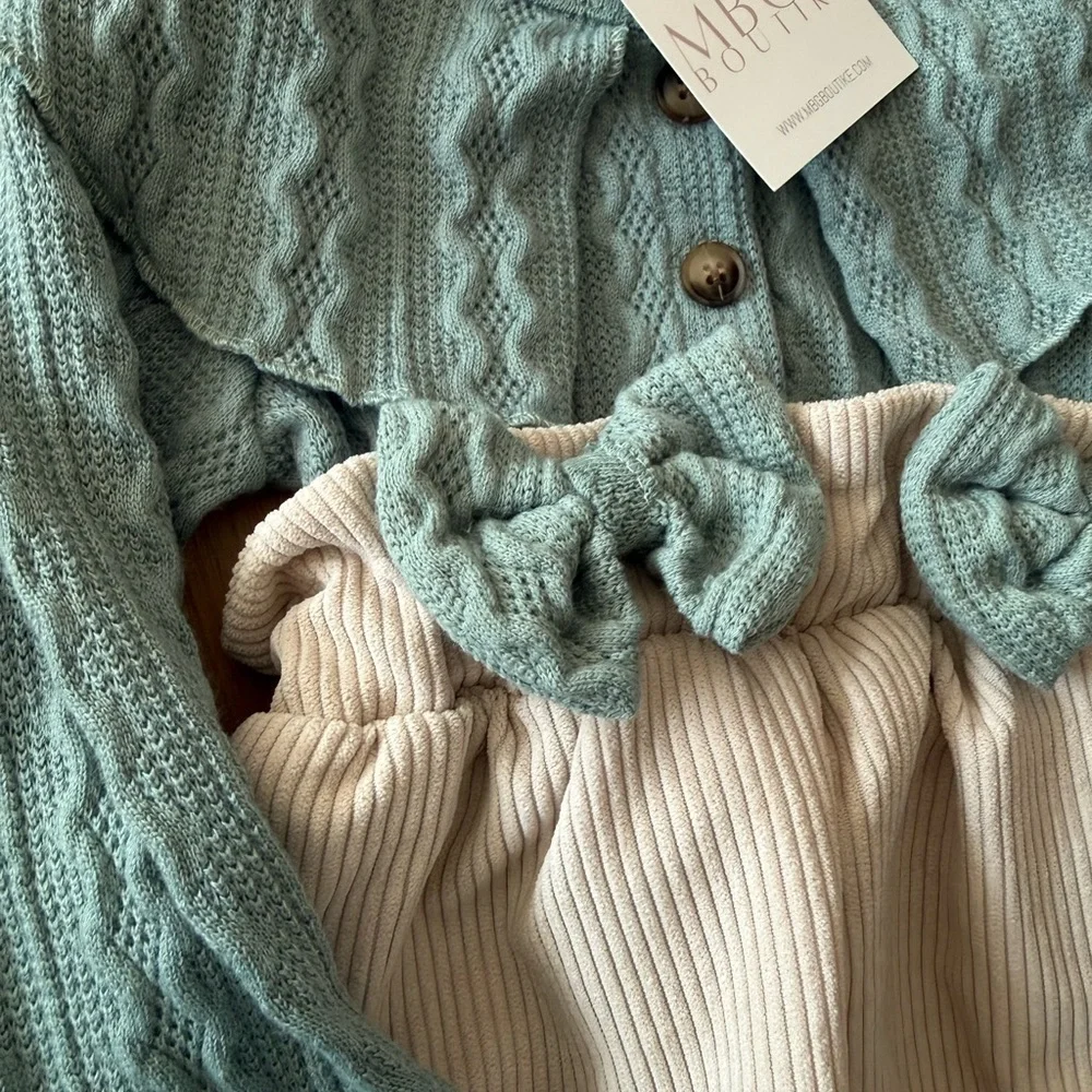 Mint Green and Cream Baby Romper